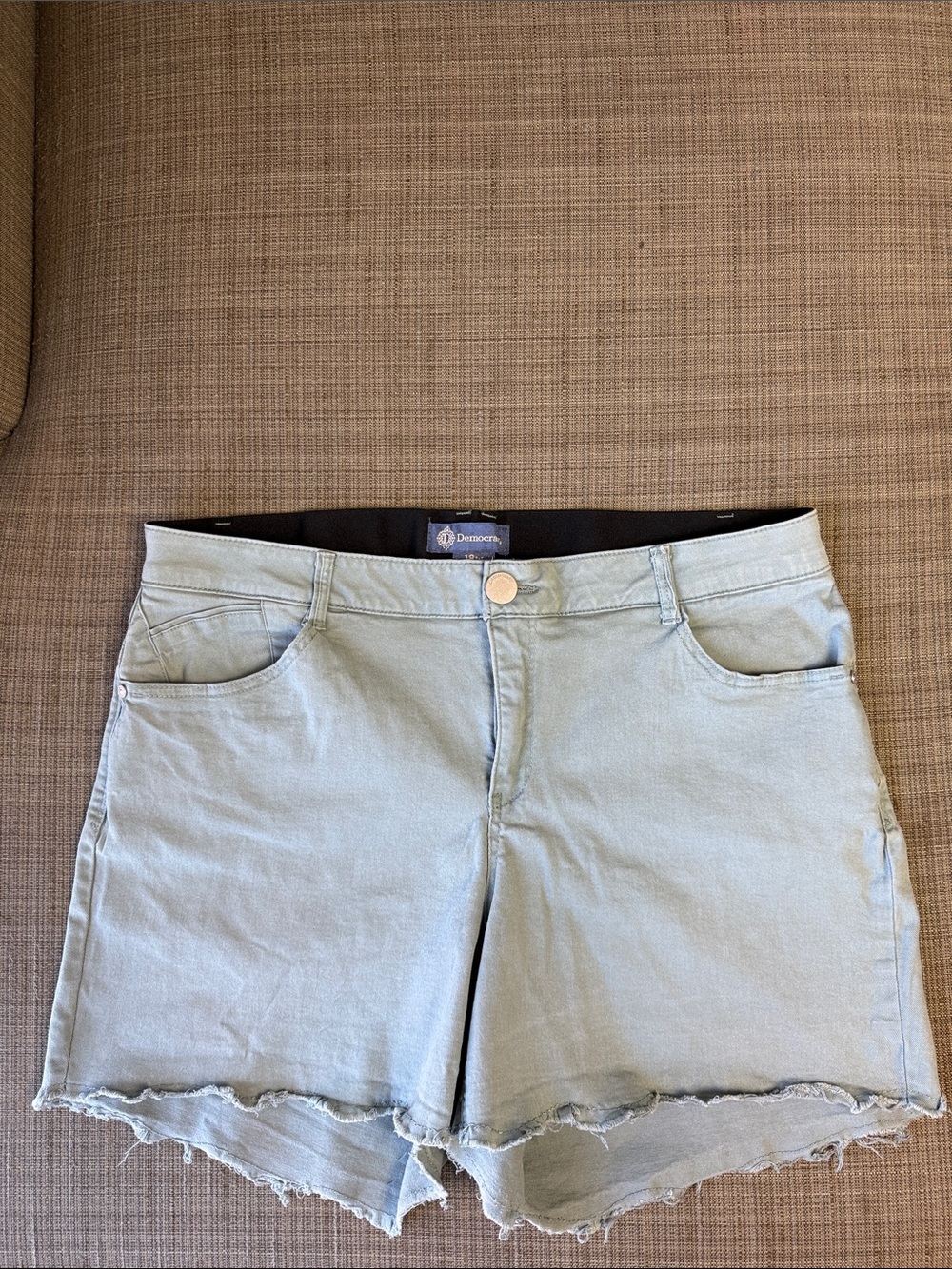 Democracy Light Sage Blue Frayed Hem Jean Shorts Sz 18W